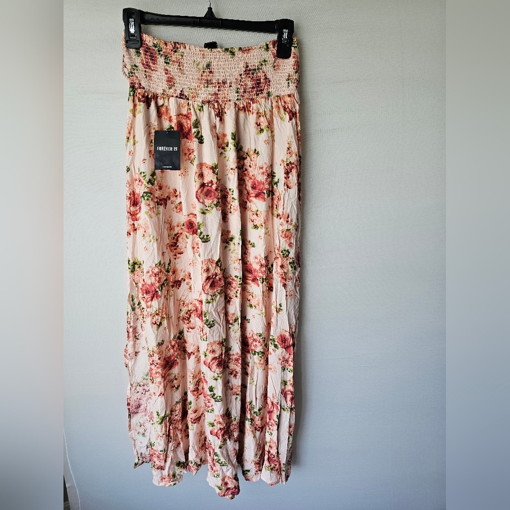 Forever 21 Floral Maxi Skirt (NWT), Size M, with Rope Belt and Side Slits - Picture 9 of 16